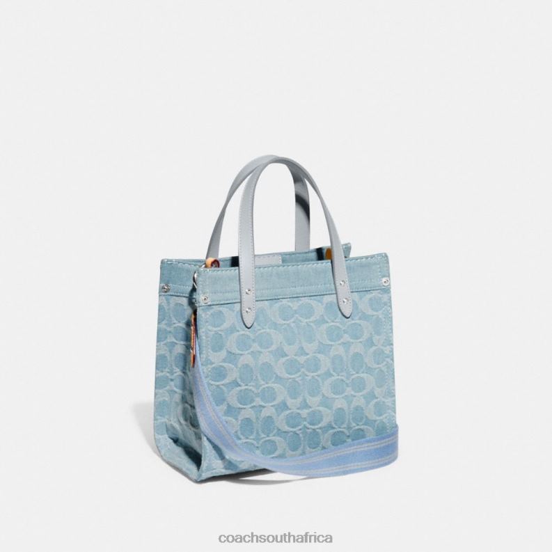 Coach Women FIELD TOTE 22 IN SIGNATURE DENIM LH/Pale Blue 4ZRDJ302