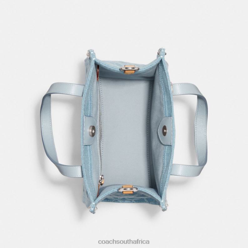 Coach Women FIELD TOTE 22 IN SIGNATURE DENIM LH/Pale Blue 4ZRDJ302