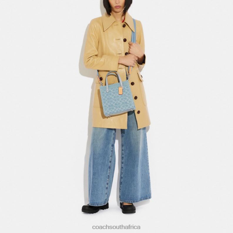 Coach Women FIELD TOTE 22 IN SIGNATURE DENIM LH/Pale Blue 4ZRDJ302