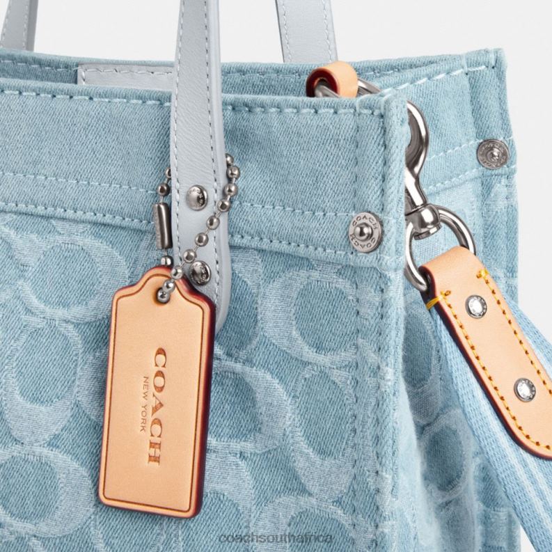 Coach Women FIELD TOTE 22 IN SIGNATURE DENIM LH/Pale Blue 4ZRDJ302