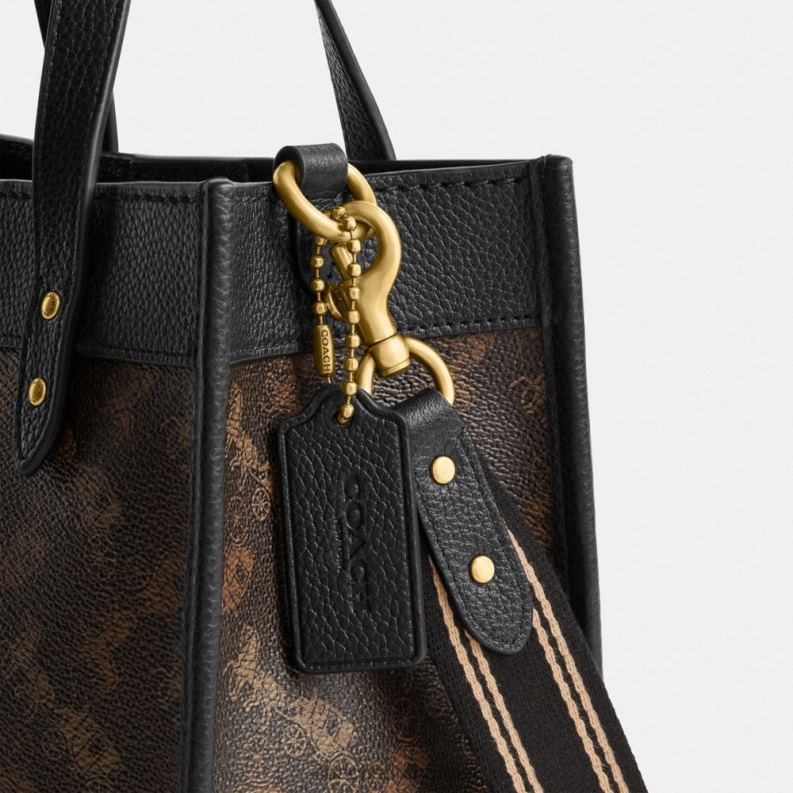 Coach Women FIELD TOTE 22 WITH HORSE AND CARRIAGE PRINT B4/Truffle Black 4ZRDJ297