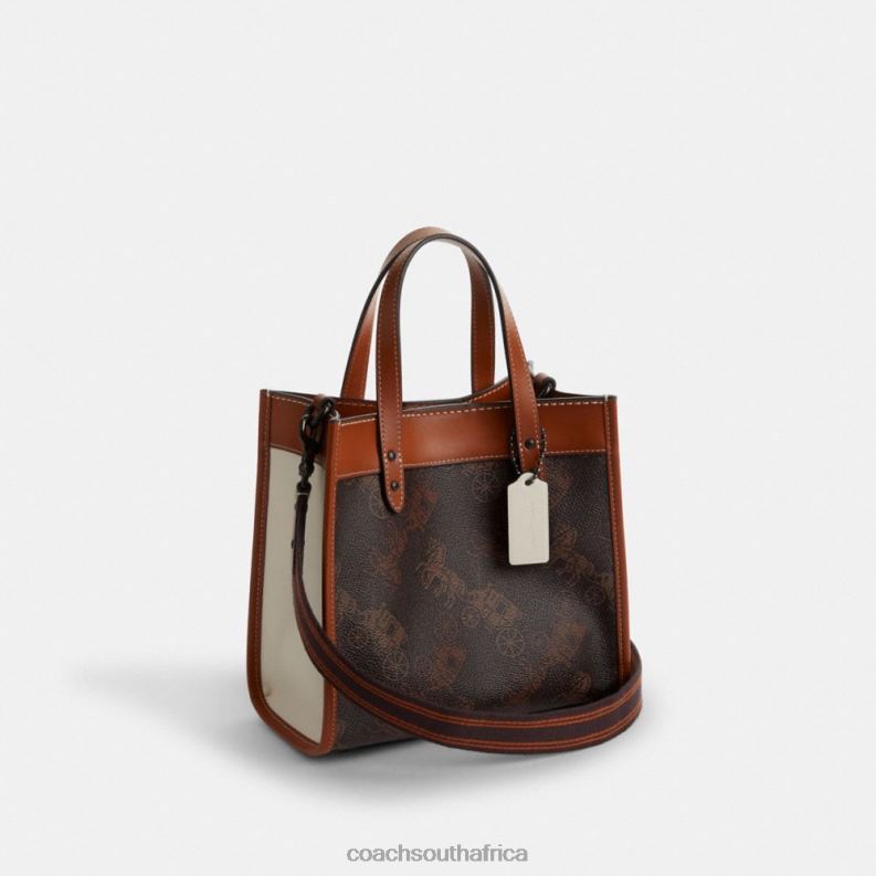 Coach Women FIELD TOTE 22 WITH LARGE HORSE AND CARRIAGE PRINT V5/Truffle Burnished Amber 4ZRDJ296