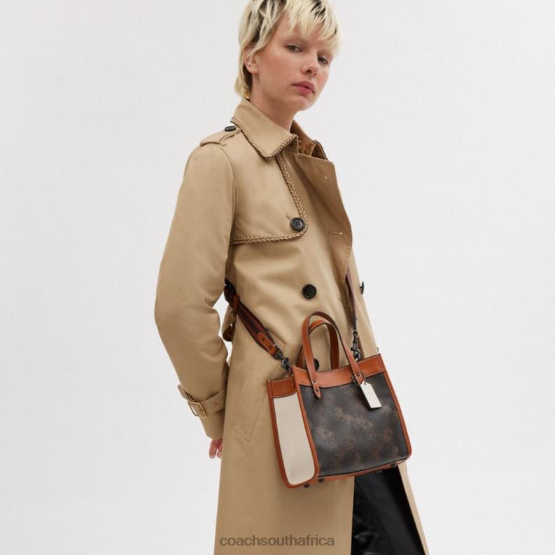 Coach Women FIELD TOTE 22 WITH LARGE HORSE AND CARRIAGE PRINT V5/Truffle Burnished Amber 4ZRDJ296