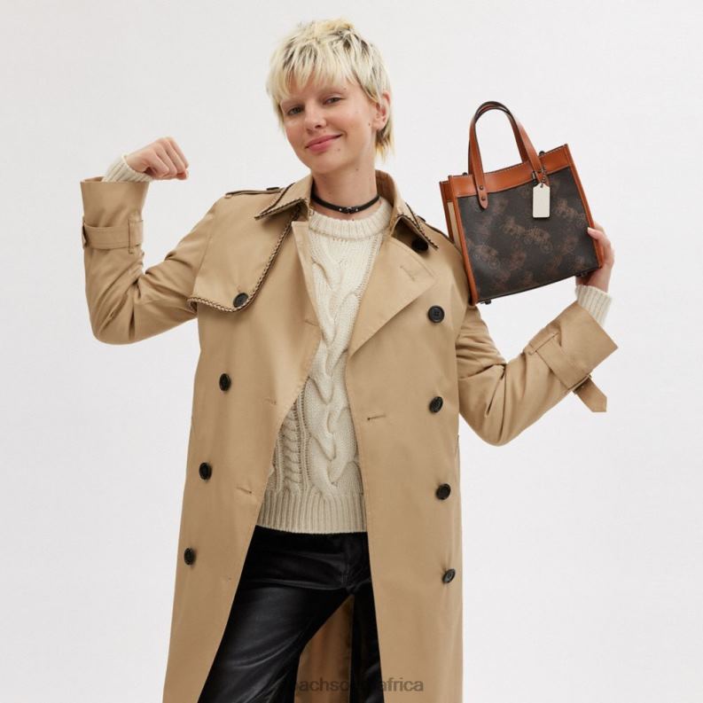 Coach Women FIELD TOTE 22 WITH LARGE HORSE AND CARRIAGE PRINT V5/Truffle Burnished Amber 4ZRDJ296