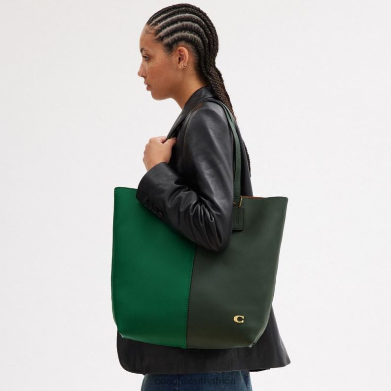 Coach Women NOMAD TOTE IN COLORBLOCK B4/GREEN MULTI 4ZRDJ301