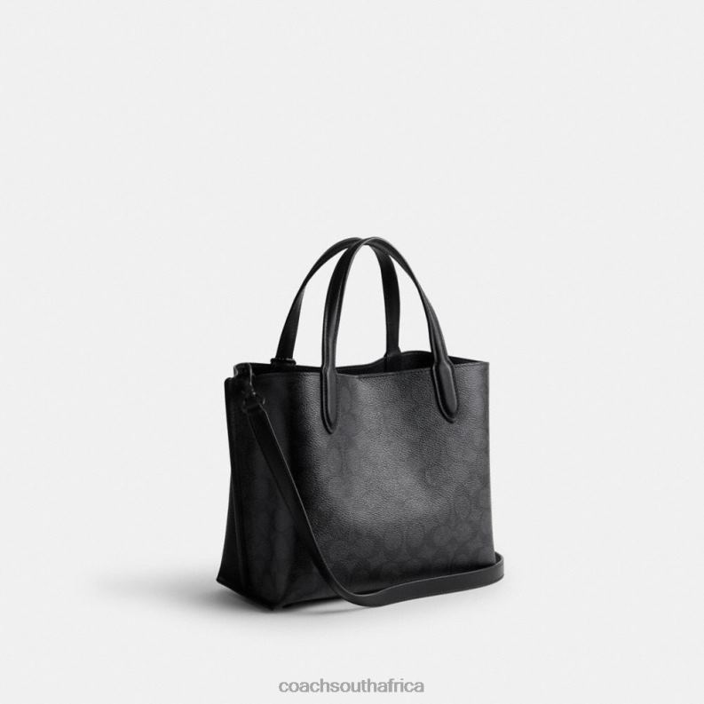 Coach Women WILLOW TOTE 24 IN SIGNATURE CANVAS MW/Charcoal/Black 4ZRDJ285