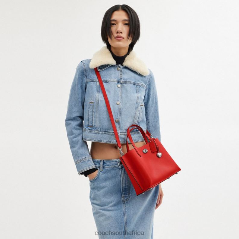 Coach Women WILLOW TOTE 24 WITH HEART CHARM LH/Sport Red 4ZRDJ283