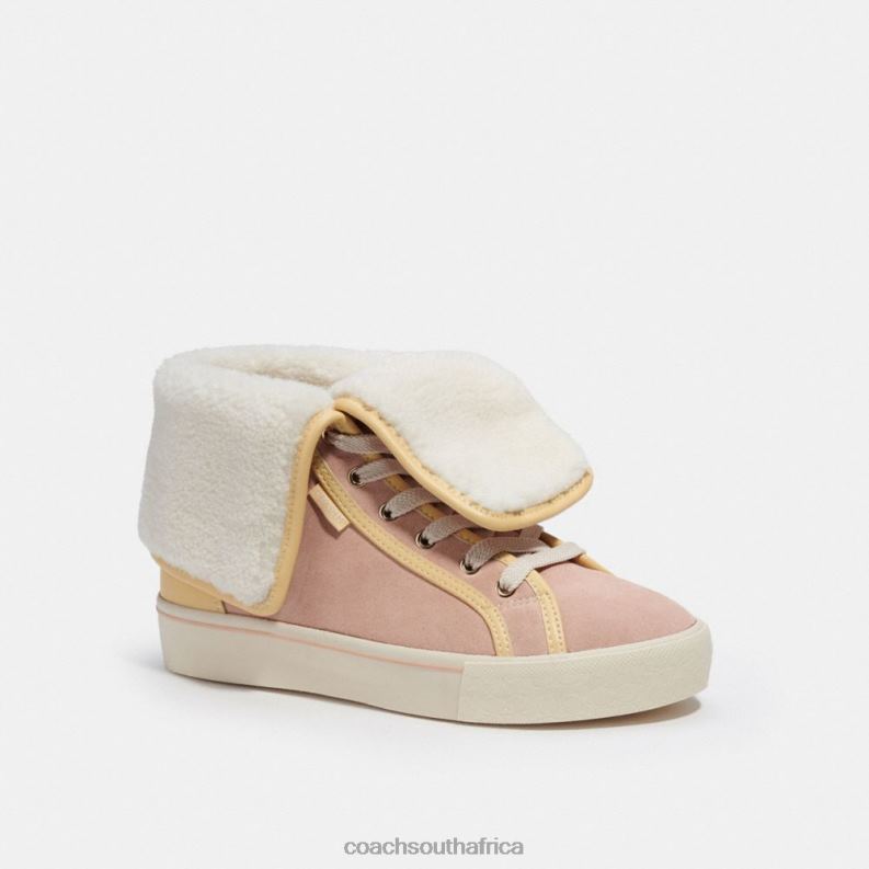 Coach Women CITYSOLE FOLDOVER HIGH TOP PLATFORM SNEAKER Vanilla Cream/Pale Blush 4ZRDJ428