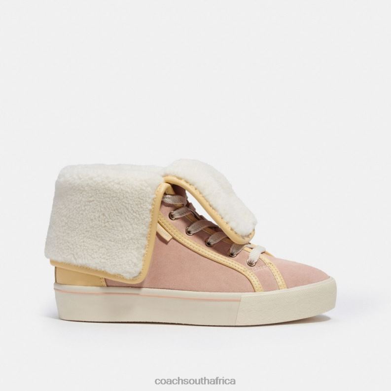 Coach Women CITYSOLE FOLDOVER HIGH TOP PLATFORM SNEAKER Vanilla Cream/Pale Blush 4ZRDJ428