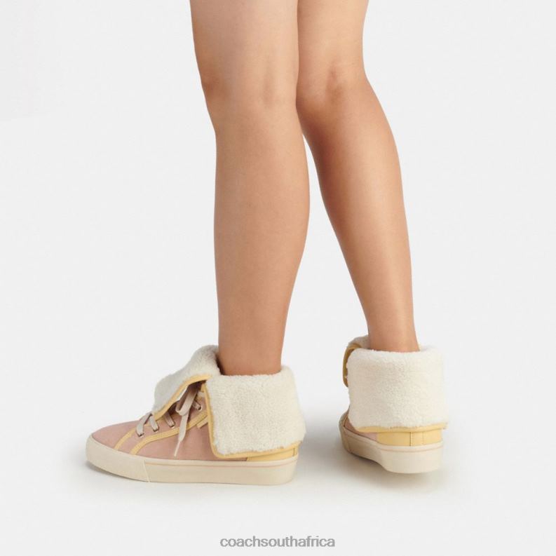 Coach Women CITYSOLE FOLDOVER HIGH TOP PLATFORM SNEAKER Vanilla Cream/Pale Blush 4ZRDJ428