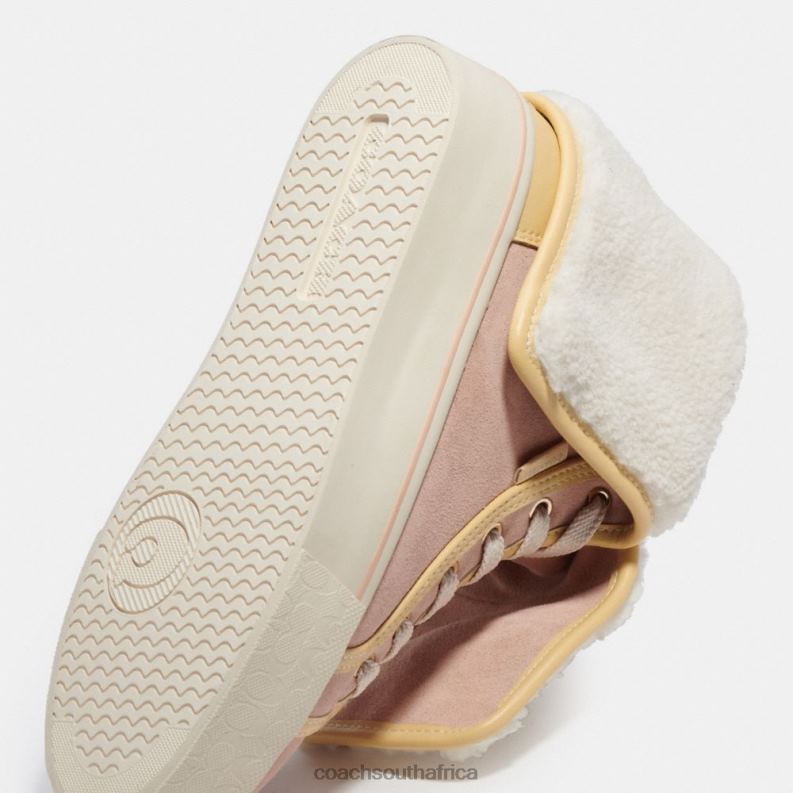 Coach Women CITYSOLE FOLDOVER HIGH TOP PLATFORM SNEAKER Vanilla Cream/Pale Blush 4ZRDJ428