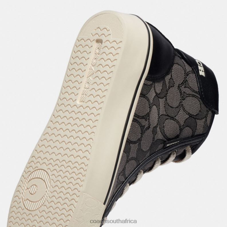 Coach Women CITYSOLE HIGH TOP PLATFORM SNEAKER IN SIGNATURE JACQUARD Smoke Coal/Black 4ZRDJ430