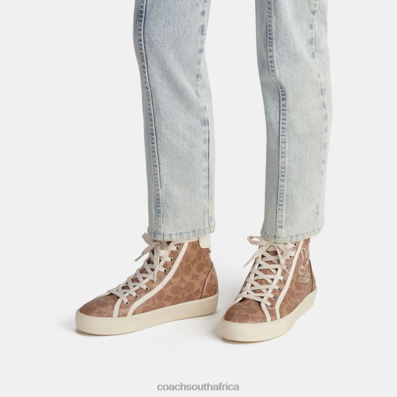 Coach Women LUNAR NEW YEAR CITYSOLE HIGH TOP PLATFORM SNEAKER IN SIGNATURE CANVAS WITH RABBIT TAN 4ZRDJ427