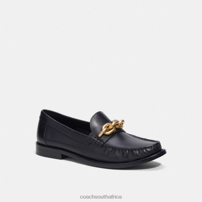 Coach Women JESS LOAFER Black/Gold 4ZRDJ398