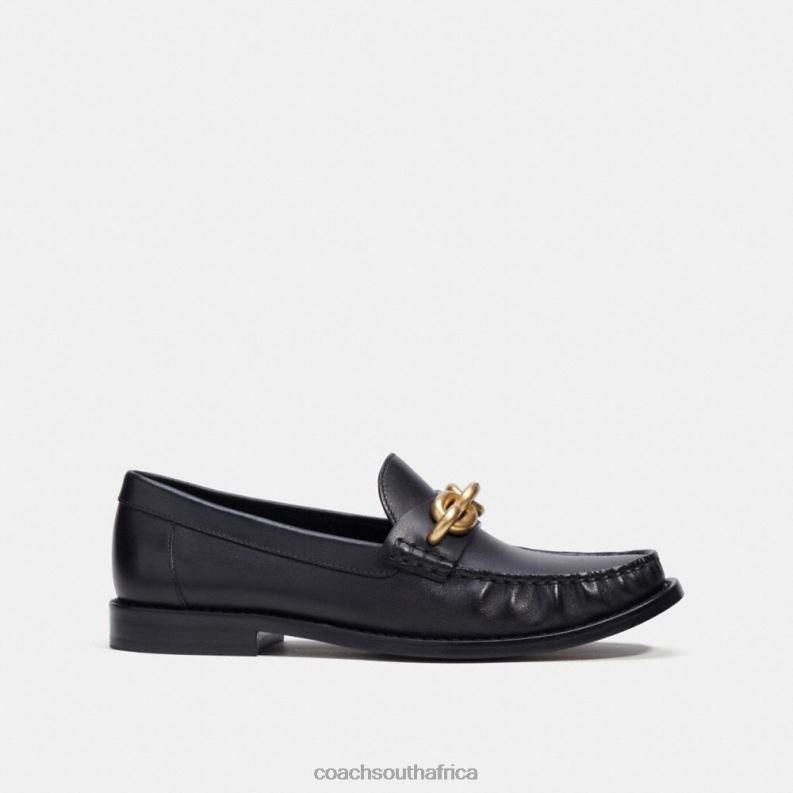 Coach Women JESS LOAFER Black/Gold 4ZRDJ398