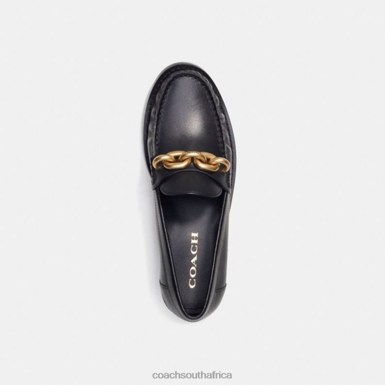 Coach Women JESS LOAFER Black/Gold 4ZRDJ398