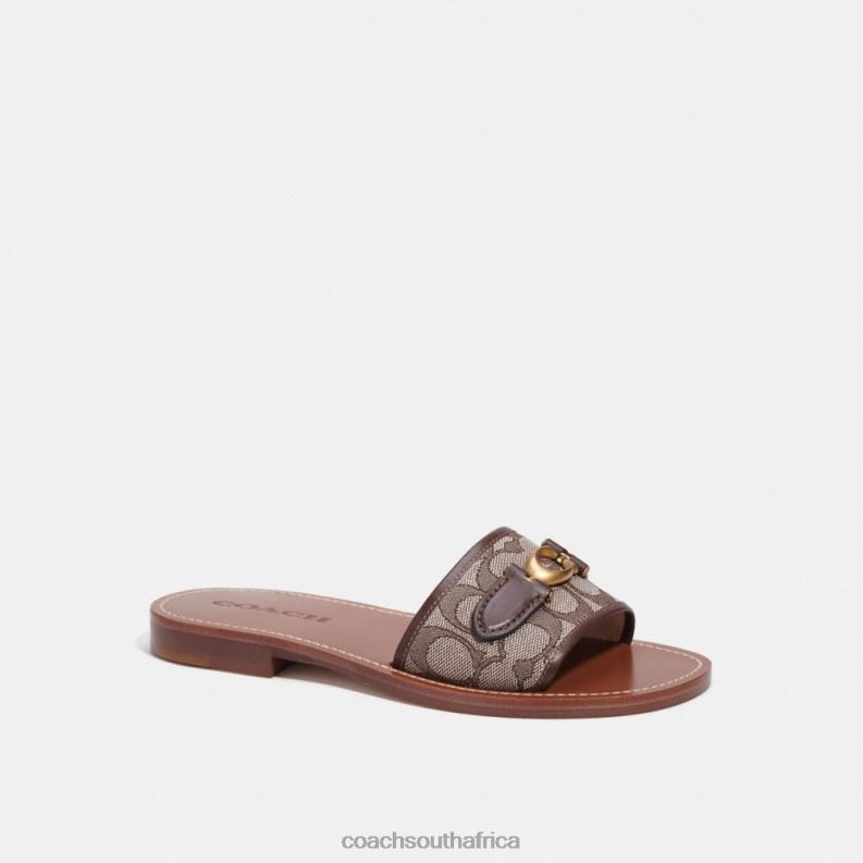 Coach Women INA SANDAL IN SIGNATURE JACQUARD Maple/Oak 4ZRDJ423