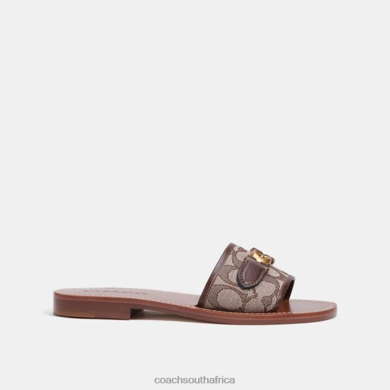 Coach Women INA SANDAL IN SIGNATURE JACQUARD Maple/Oak 4ZRDJ423