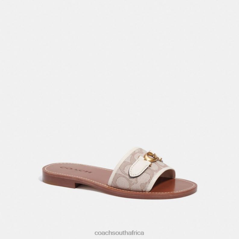 Coach Women INA SANDAL IN SIGNATURE JACQUARD STONE/CHALK 4ZRDJ422