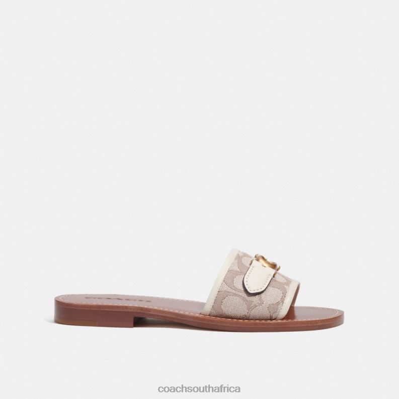 Coach Women INA SANDAL IN SIGNATURE JACQUARD STONE/CHALK 4ZRDJ422