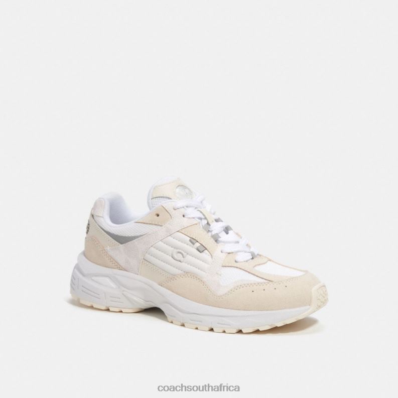 Coach Women C301 SNEAKER WITH SIGNATURE CANVAS Chalk/White 4ZRDJ402