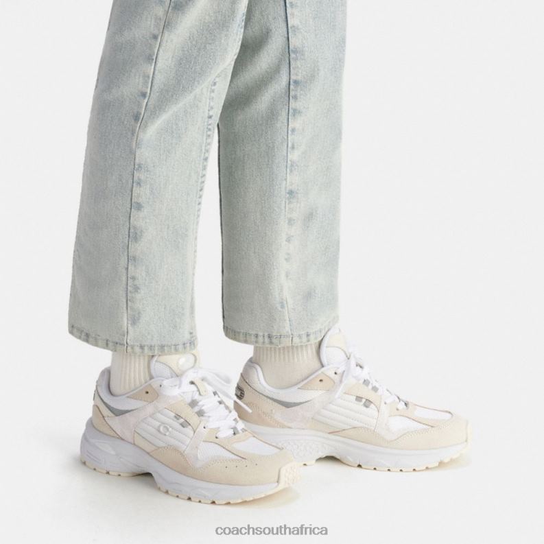 Coach Women C301 SNEAKER WITH SIGNATURE CANVAS Chalk/White 4ZRDJ402