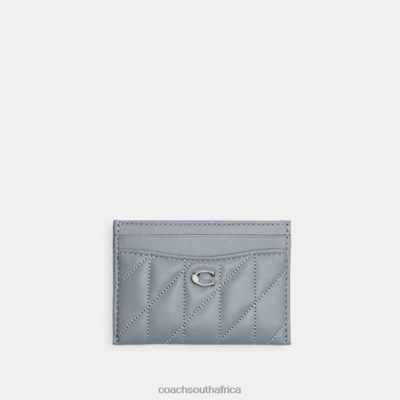 Coach Women CARD CASE WITH PILLOW QUILTING LH/Grey Blue 4ZRDJ375