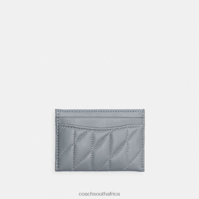 Coach Women CARD CASE WITH PILLOW QUILTING LH/Grey Blue 4ZRDJ375