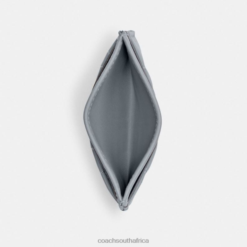 Coach Women CARD CASE WITH PILLOW QUILTING LH/Grey Blue 4ZRDJ375