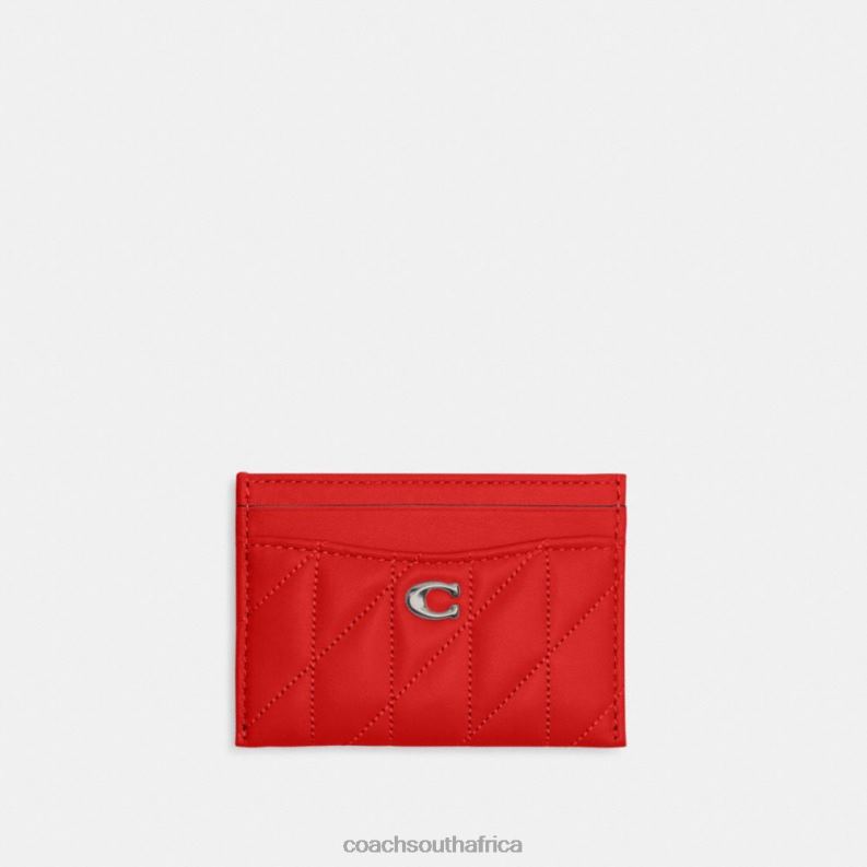 Coach Women CARD CASE WITH PILLOW QUILTING LH/Sport Red 4ZRDJ367