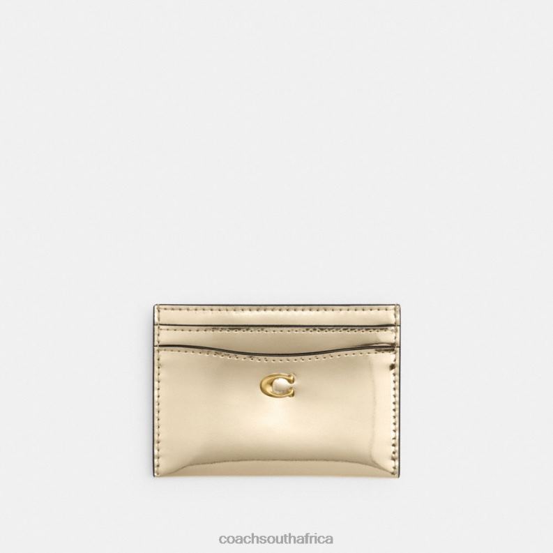 Coach Women ESSENTIAL CARD CASE IN SILVER METALLIC B4/Gold 4ZRDJ372