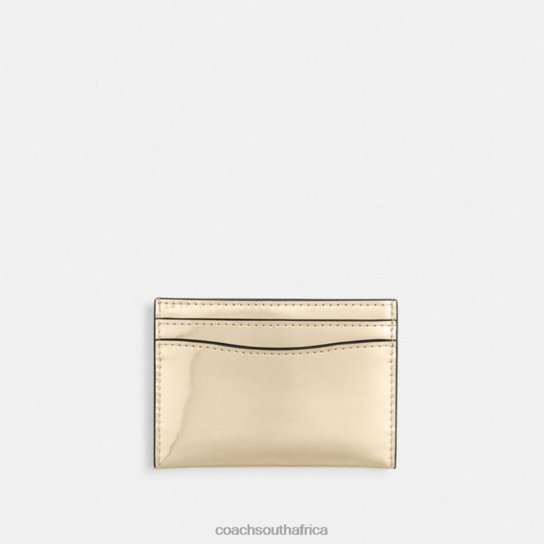 Coach Women ESSENTIAL CARD CASE IN SILVER METALLIC B4/Gold 4ZRDJ372