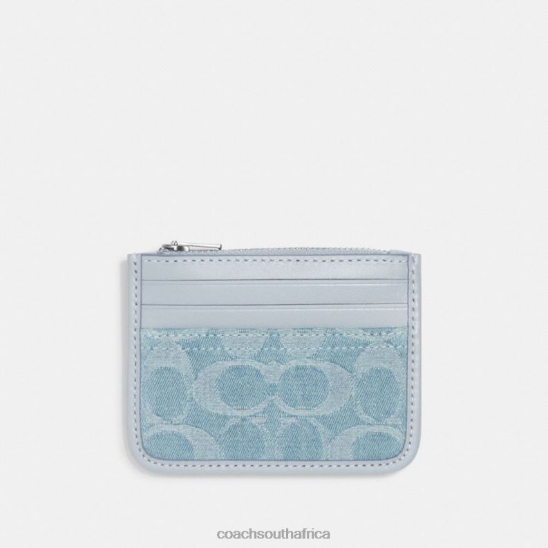 Coach Women ZIP CARD CASE IN SIGNATURE DENIM LH/Pale Blue 4ZRDJ385