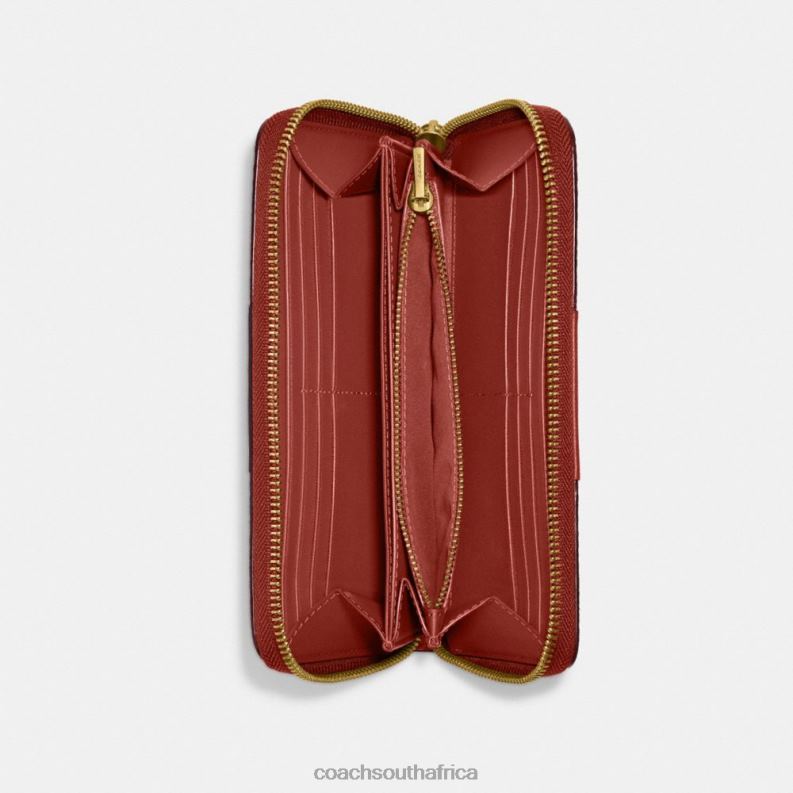 Coach Women ACCORDION ZIP WALLET IN COLORBLOCK SIGNATURE CANVAS B4/Tan Rust 4ZRDJ329