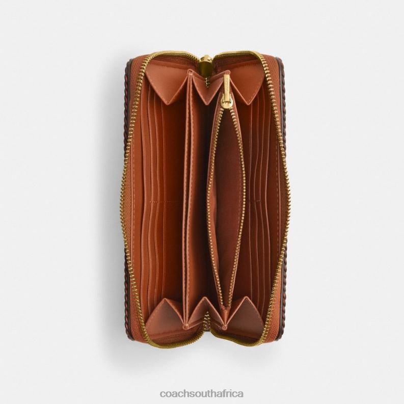 Coach Women ACCORDION ZIP WALLET WITH BRAID B4/Burnished Amber 4ZRDJ322