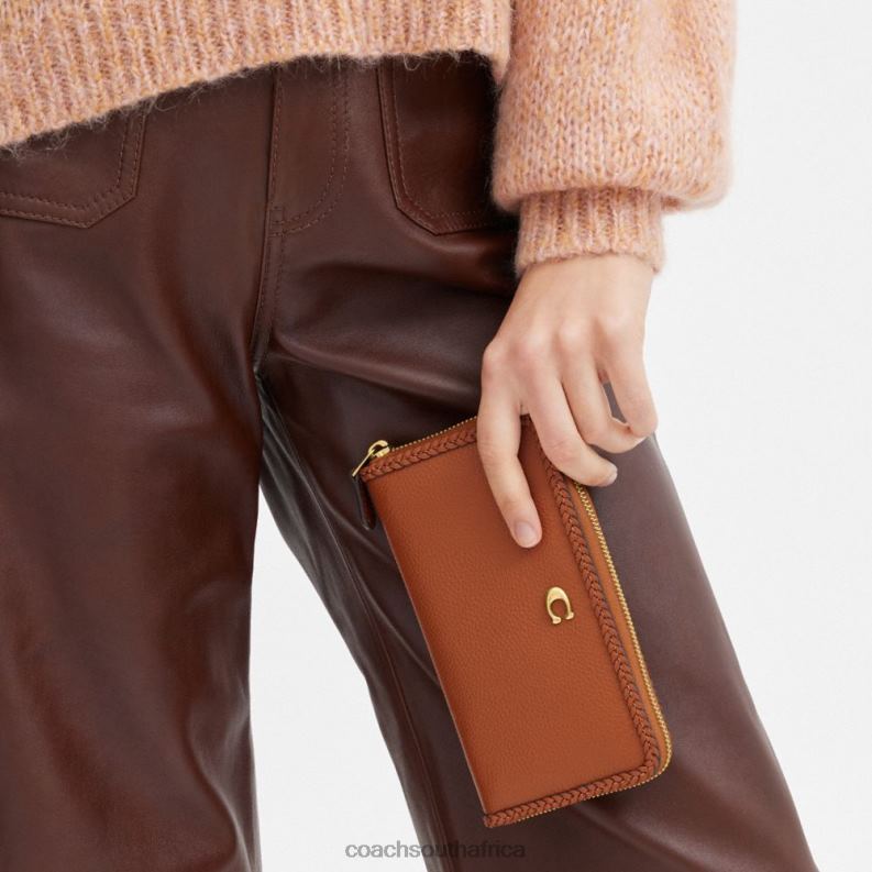 Coach Women ACCORDION ZIP WALLET WITH BRAID B4/Burnished Amber 4ZRDJ322