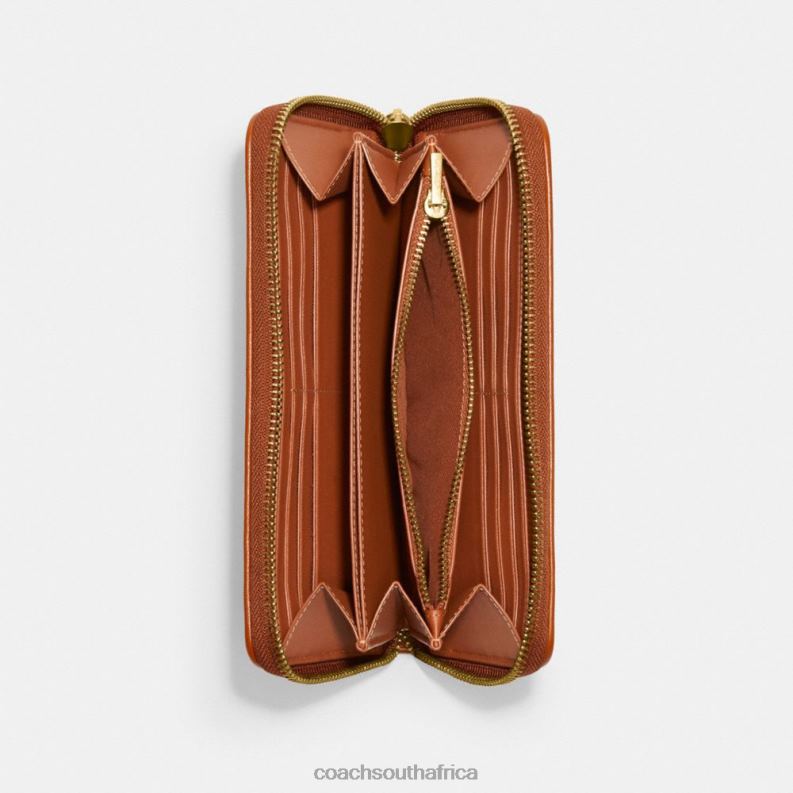 Coach Women DISNEY X COACH ACCORDION ZIP WALLET IN SIGNATURE TEXTILE JACQUARD WITH PATCHES B4/Cocoa Burnished Amb 4ZRDJ326