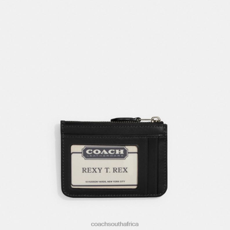 Coach Women MINI SKINNY ID CASE IN SIGNATURE CANVAS MW/Charcoal/Black 4ZRDJ330