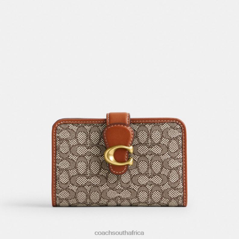Coach Women TABBY MEDIUM WALLET IN MICRO SIGNATURE JACQUARD B4/Cocoa Burnished Amb 4ZRDJ331