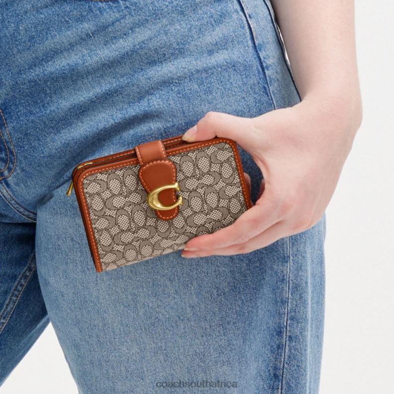 Coach Women TABBY MEDIUM WALLET IN MICRO SIGNATURE JACQUARD B4/Cocoa Burnished Amb 4ZRDJ331