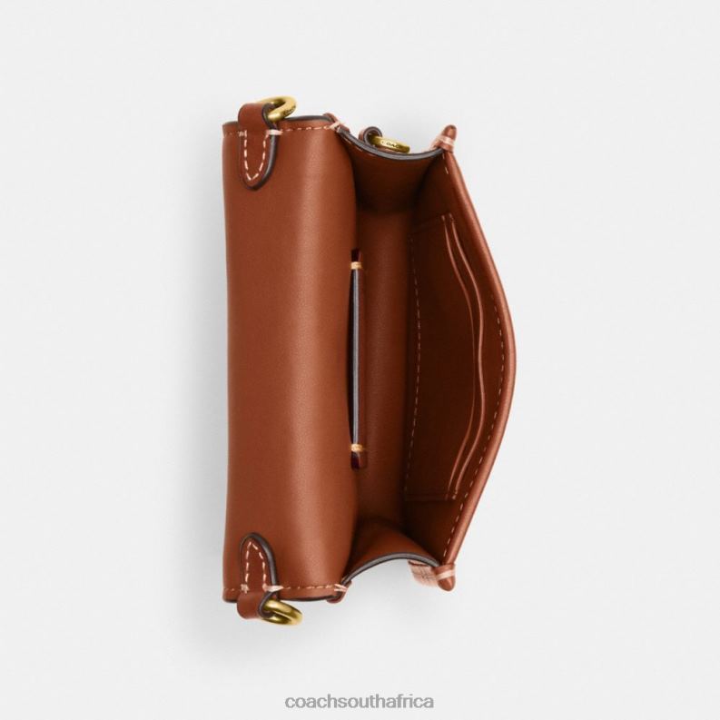 Coach Women PHONE CROSSBODY IN MICRO SIGNATURE JACQUARD B4/Cocoa Burnished Amb 4ZRDJ386