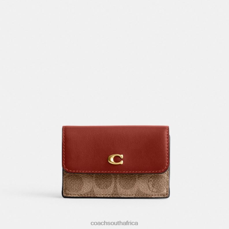 Coach Women MINI TRIFOLD WALLET IN SIGNATURE CANVAS B4/Tan Rust 4ZRDJ348