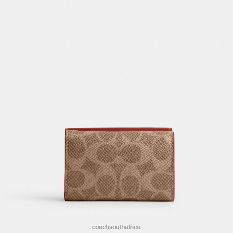 Coach Women MINI TRIFOLD WALLET IN SIGNATURE CANVAS B4/Tan Rust 4ZRDJ348