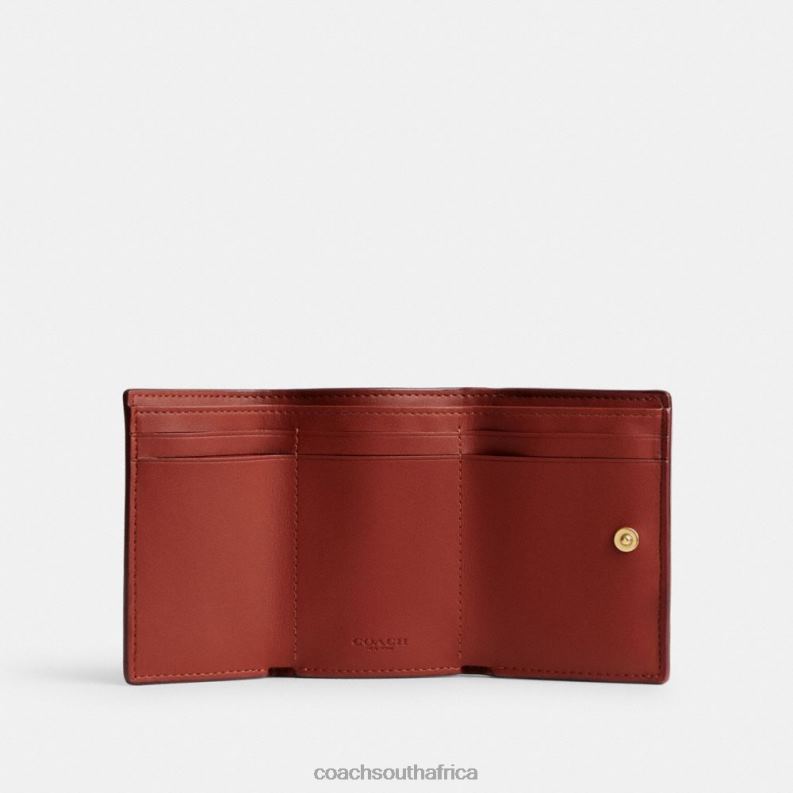 Coach Women MINI TRIFOLD WALLET IN SIGNATURE CANVAS B4/Tan Rust 4ZRDJ348