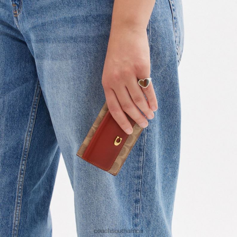 Coach Women MINI TRIFOLD WALLET IN SIGNATURE CANVAS B4/Tan Rust 4ZRDJ348