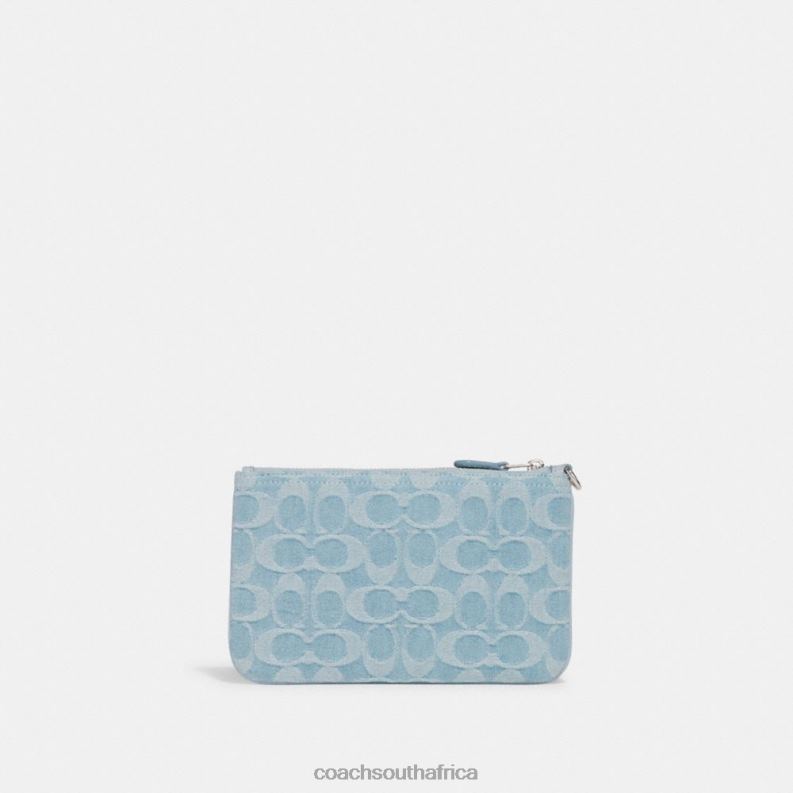 Coach Women SMALL WRISTLET IN SIGNATURE DENIM LH/Pale Blue 4ZRDJ364