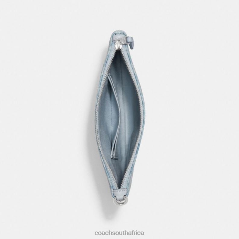 Coach Women SMALL WRISTLET IN SIGNATURE DENIM LH/Pale Blue 4ZRDJ364