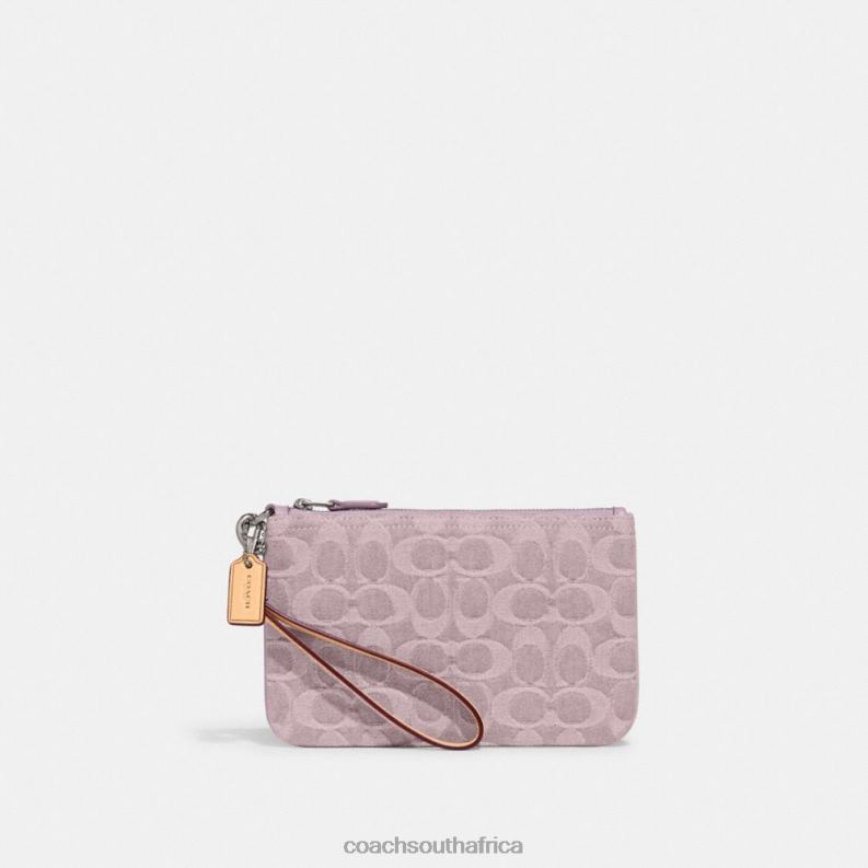 Coach Women SMALL WRISTLET IN SIGNATURE DENIM LH/Pale Purple 4ZRDJ365