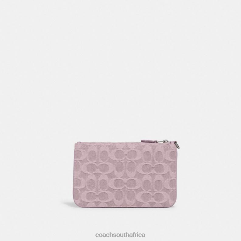 Coach Women SMALL WRISTLET IN SIGNATURE DENIM LH/Pale Purple 4ZRDJ365