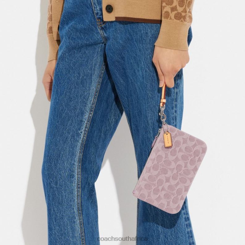 Coach Women SMALL WRISTLET IN SIGNATURE DENIM LH/Pale Purple 4ZRDJ365